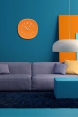 Dekoratif Renkli Kare Beton Duvar Saati 26 Cm - Turuncu